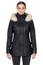 Black Lamb Leather Parka Fur Hood Jacket, Image 1 of 6