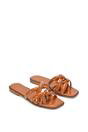 Brown XY LONDON Brown 'Fiona' Strappy Flat Open Toe Sandal Mule Sliders, Image 4 of 5