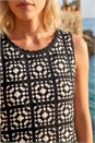 Black Petite Crochet Patchwork Top, Image 4 of 4