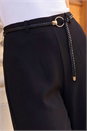 Black Wide Leg Belt Tie Trouser, Image 4 of 4
