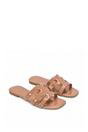 Taupe XY LONDON Taupe 'Ellie' Square Toe Cut Out Strap Flat Sandal Slides, Image 4 of 5