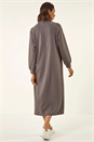 Grey Buttoned Collar Midi Dress, Image 3 of 5