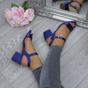 Navy Blue Mid Block Heel Buckle Strappy Sandals, Image 5 of 6
