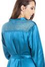 Teal Camille Lingerie Teal Full Length Long Sleeve Plain Satin Wrap, Image 5 of 5