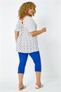 White Curve Spot Print Tie Detail Top, Image 3 of 5