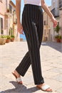 Black Stripe Print Bootleg Trouser, Image 2 of 4