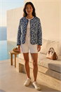 Navy Petite Geo Quilted Puffer Jacket, Image 1 of 4