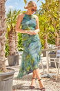 Green Leaf Print Halter Neck Midi Dress, Image 2 of 5