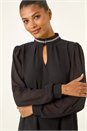 Black Sparkly Trim High Neck Top, Image 4 of 5