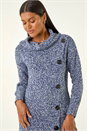 Blue Roll Neck Button Detail Jumper, Image 1 of 5