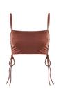 Brown Square Neck Ruched Side Detail Bikini Top, Image 2 of 4