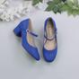 Royal Blue AJVANI Royal Blue Mid Block Heel Mary Jane Court Shoes, Image 4 of 6