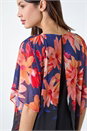 Navy  Floral Print Chiffon Overlay Jumpsuit, Image 5 of 5