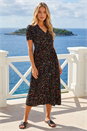 Black Ditsy Spot Print Button Down Dress, Image 3 of 4
