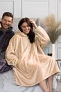 Beige Extra Long Soft Fleece Oversized Snoodie, Image 2 of 4