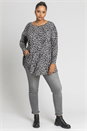 Grey Curve Mono Animal Print Top, Image 3 of 4