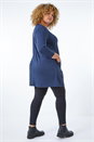 Navy  Curve Pocket Detail Tunic Top, Image 3 of 5