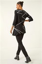 Black Linear Print Hanky Hem Top, Image 3 of 5