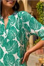 Green Leaf Print Shoulder Pleat Shirt, Image 4 of 4