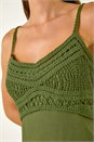 KHAKI Lace Panel Strappy Midi Dress, Image 5 of 5
