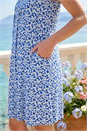 Blue Petite Floral Print Pocket Dress, Image 4 of 4