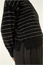 Black Fluffy Stripe Knit Jumper, Image 5 of 5