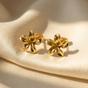 Gold Dainty Mini Tiny Flower Stud Gold Plated Earrings, Image 1 of 4