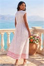 Pink Paisley Lace Trim Midi Dress, Image 3 of 4