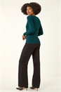 Emerald Ribbed Textured Jumper , Image 3 of 5