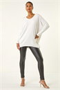 Ivory  Lace Back V-Neck Jumper , Image 2 of 5