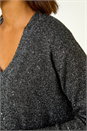 Black Sequin Embellished Knit Cardigan, Image 5 of 5