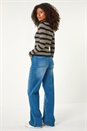 Stone Striped Zip Through Knitted Top, Image 3 of 10