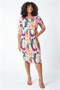Pink Curve Abstract Relaxed Pocket Shift Dress, Image 1 of 5