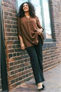 Chocolate Curve Textured Buttoned Tunic Top, Image 7 of 7