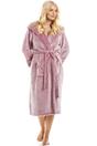 Burgundy Camille Lingerie Burgundy Deep Pile Full Length Fleece Bathrobe, Image 1 of 5