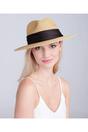 Black Zina - Straw Fedora with Contrast Satin Band - Black, Image 1 of 2