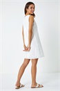 White Embroidered Cotton Shift Dress, Image 3 of 5