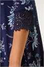 Navy  Floral Lace Cuff Stretch Top, Image 5 of 5