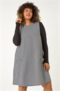 Black Curve Checkered Stretch Pocket Dress, Image 2 of 5