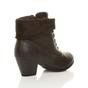 Brown AJVANI Brown Mid Cuban Heel Pixie Lace Up Granny Ankle Boots, Image 4 of 7