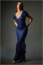 Navy Puff Sleeve Tiered Hem Maxi Dress, Image 1 of 7