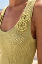 Lime Dusk Flower Embroidered Knit Midi Dress, Image 4 of 4