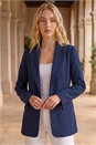 Navy Smart Longline Blazer, Image 1 of 4
