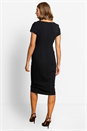 Black Embellished Stretch Twist Waist Ruched Dress, Image 2 of 4