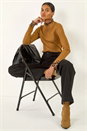 Tan Leopard Ruffle Trim Jumper, Image 1 of 5