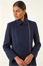 Navy  Longline Biker Coat, Image 4 of 5