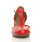 Red Mid Heel Comfort T-Bar Brogue Heels, Image 6 of 6