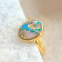 Gold Statement Opal Turquoise Gemstone Gold Vermeil Ring, Image 2 of 2
