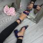 Navy Blue AJVANI Navy Blue Mid Block Heel Ankle Strap Sandals, Image 5 of 6