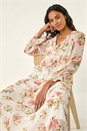 Cream  Floral Frill Midi Dress, Image 2 of 5